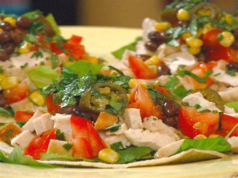 Chicken Tostada With Corn Pickled Jalapenos And Black Beans Recipe Food Network Recipes