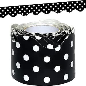 Amazon Teacher Created Resources Black Polka Dots Scalloped Rolled