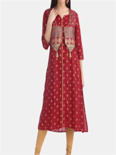 Buy Anahi Women Red Ethnic Motifs Printed Kurta Kurtas For Women