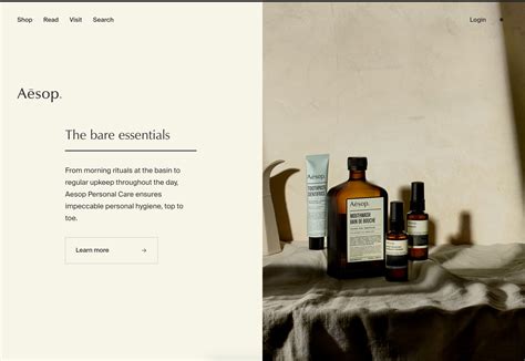 Aēsop logo, website and packaging - Fonts In Use