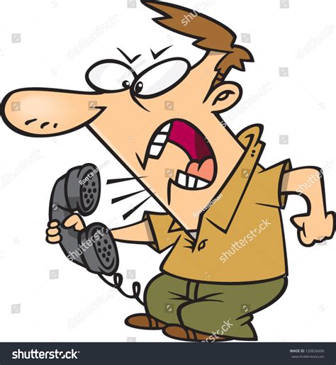 Angry Cartoon Man Yelling Into Phone Stock Vector 120826600 Shutterstock