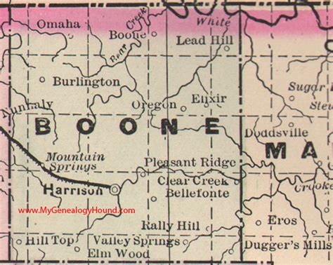 Boone County, Arkansas 1889 Map