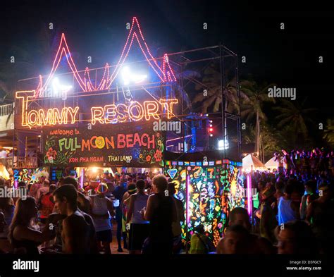 Tommy Resort Full Moon Party On Haad Rin Koh Phangan Thailand Stock