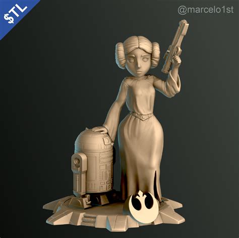 Archivo STL Princesa Leia Y R2D2 Modelo Para Descargar Y Imprimir En