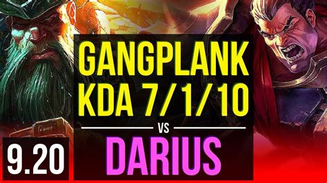 Gangplank Vs Darius Top 1 8m Mastery Points Kda 7 1 10 1300