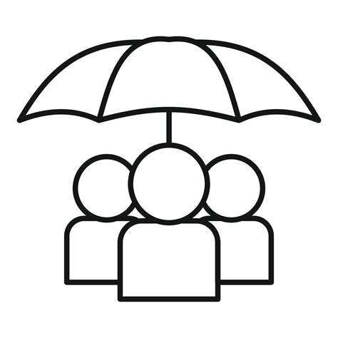 People Under Umbrella Icon Outline Style 14489889 Vector Art At Vecteezy