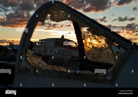 The remains of a B-66 Destroyer seen through the shattered cockpit ...