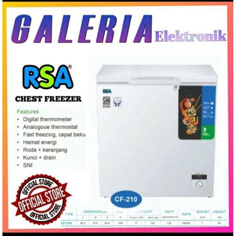 Jual Rsa Chest Freezer Box Cf Cf Lemari Pembeku Liter