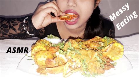 Asmr Curried Seafood With Rice And Cheese Bites Eating And Cracking Sounds Bong Asmr Youtube