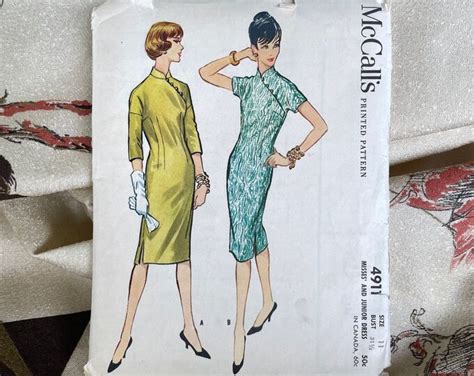 Vintage 50s Sewing Pattern 1950s Era Mccalls No 4911 1959 Dress Size