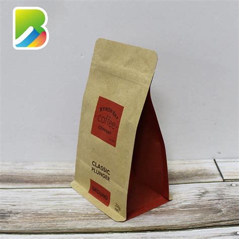 Cheap Recyclable Block Bottom Kraft Paper G G G Kg Custom