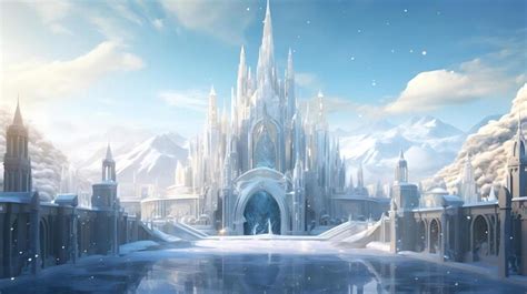 Premium AI Image | A castle in the mountains with a frozen lake