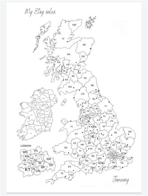 Printable A4 UK Sales Postcode Map for Ebay Sales for Small - Etsy Finland