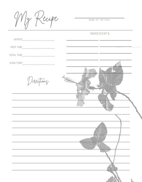 Floral Recipe Cards, 10 Pack Recipe Card, Digital Print, Pkg6 - Etsy