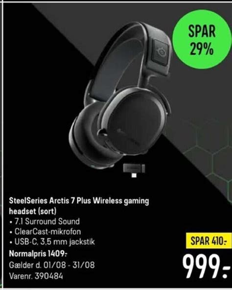 Steelseries Arctis 7 Plus Wireless Gaming Headset Sort Tilbud Hos Elgiganten