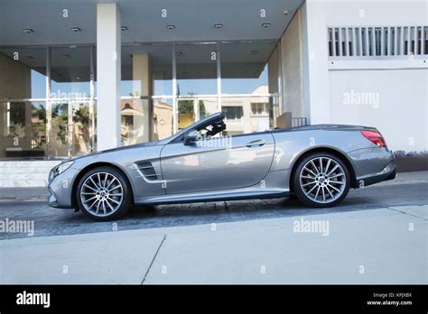 Mercedes SL 450 Convertible - Grey Exterior Side Angle Stock Photo - Alamy