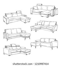 Set Sofas Isolated On White Backgroundvector Stock Vector Royalty Free