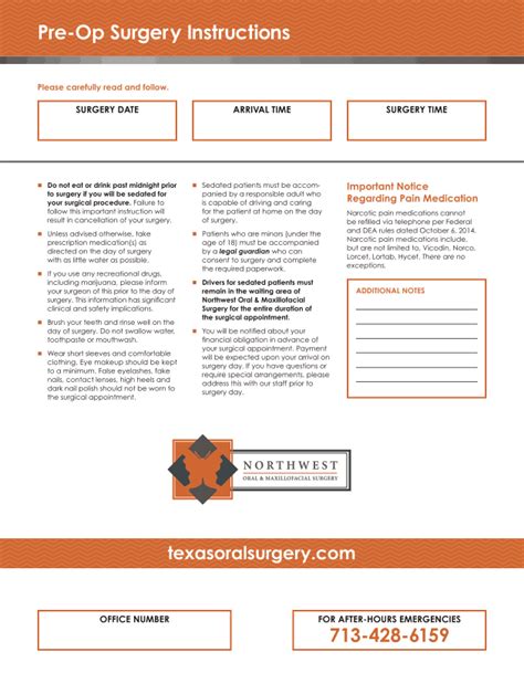 Pre Op Surgery Instructions Northwest Oral And Maxillofacial Surgery