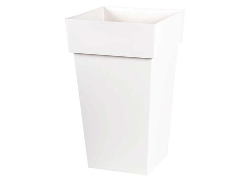 Pot de fleur carré toscane 39 x h 65 cm blanc EDA 8456 Pas Cher