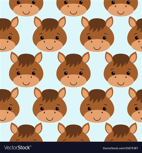 Cute horse seamless pattern on blue background Vector Image