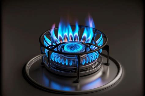 Premium Photo | Small burner from gas kitchen stove with blue burning flame