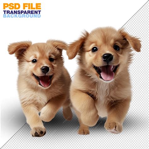 Premium Psd Two Cute Puppies Are Playing Together On Transparent