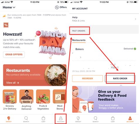How to give a rating on Swiggy?