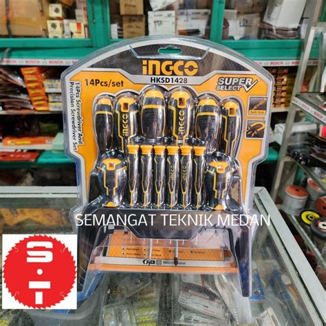 Jual 14PCS OBENG GAGANG KARET SCREWDRIVER SET INGCO HKSD1428 14 PCS