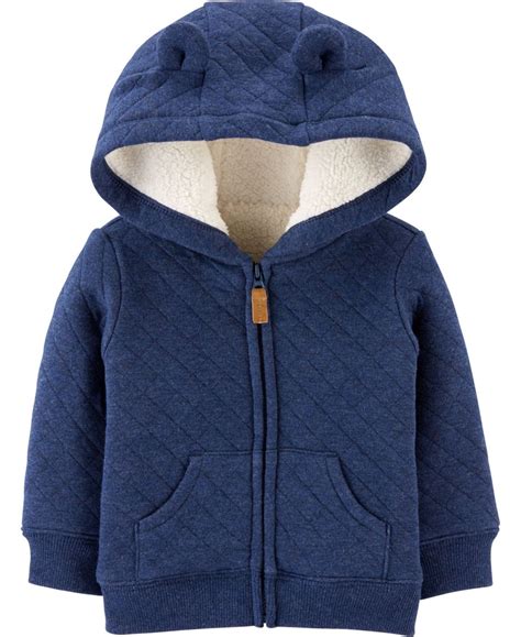 Carters Baby Boy Hooded Sherpa Lined Jacket Navy Sherpa Lined