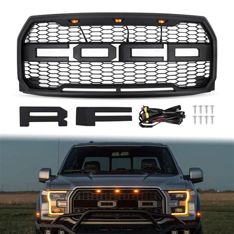 Buy Grille For F150 2015 2016 2017 Aaiwa Front Grill Replacement With Amber Led Light Raptor