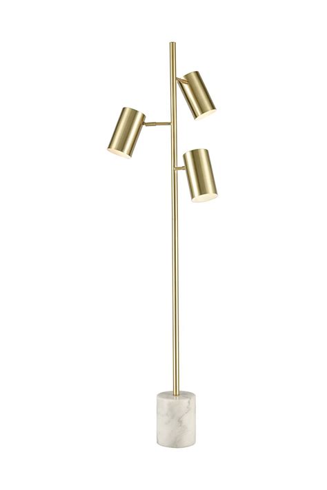 White Marble Base Three Light Brass Floor Lamp Floor Lamps Collection City Knickerbocker