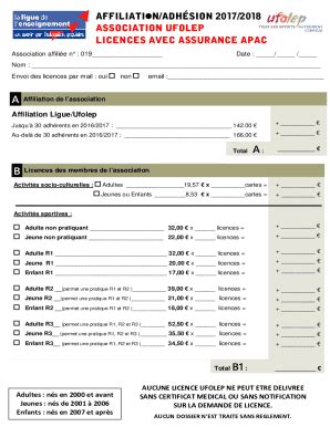 Remplissable En Ligne Association Ufolep Licences Avec Assurance Apac