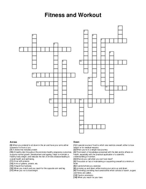 Health And Wellness Crossword