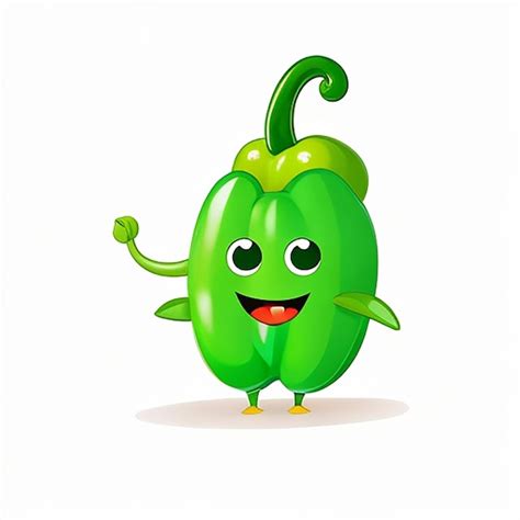 Un Lindo Personaje De Pimiento Verde De Dibujos Animados Generado Por