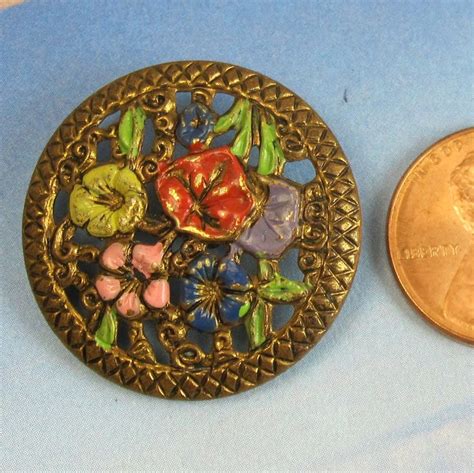 Victorian Antique Button Inch Ornate Filagree Brass Button Etsy In