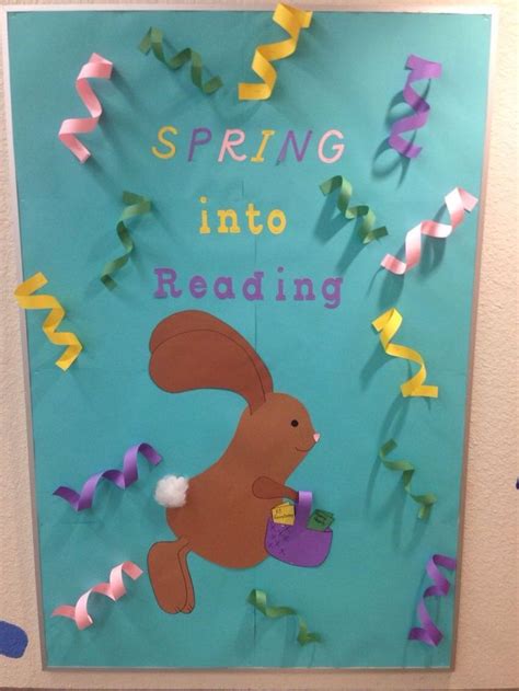 Spring Library Bulletin Board - "Spring into reading" | Easter library ...