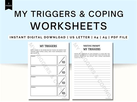 Triggers And Coping Worksheet Printable Trigger Processing Worksheets