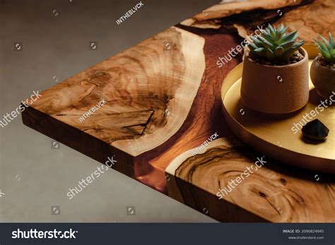 Expensive Vintage Furniture Table Covered Epoxy Stock Photo 2090824945