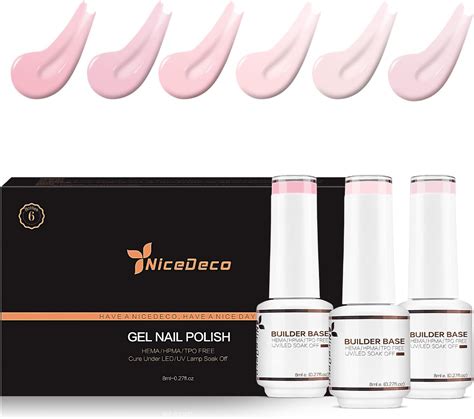 Nicedeco 8 en 1 Builder Base Gel Semi Permanent UV LED Kit Vernis à