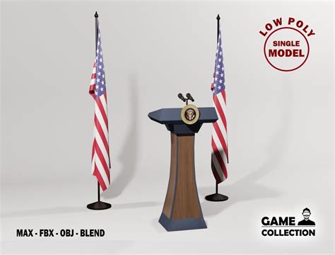 3D model USA Presidential Podium 2 VR / AR / low-poly | CGTrader