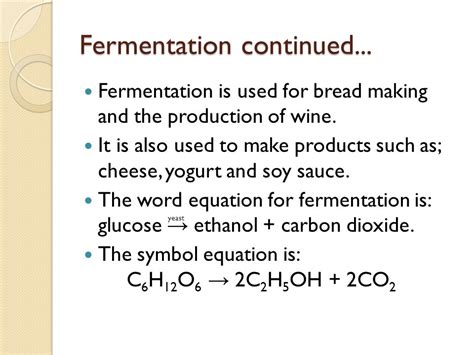 Yeast Fermentation Equation