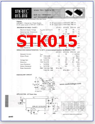 STK015 PDF Datasheet AF Power Amplifier