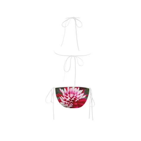 Red White Dahlia Floral Custom Bikini Swimsuit ID D
