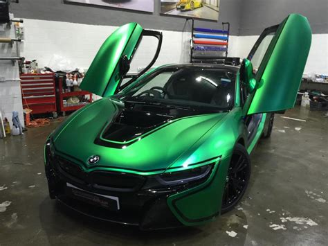 BMW i8 Wrapped in Matte Green Chrome - GTspirit