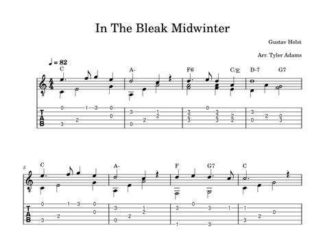 In The Bleak Midwinter Beginner Solo Guitar Arr Tyler Adams Sheet