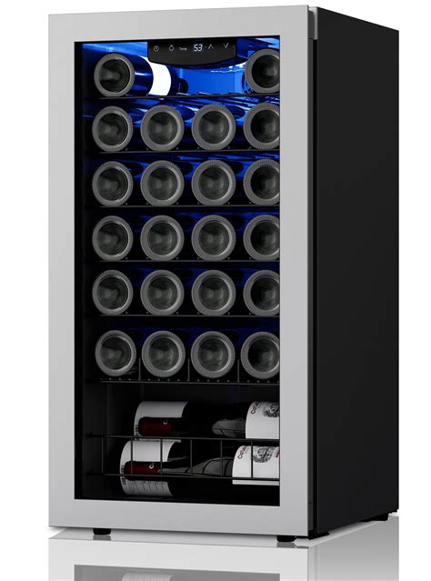 Ca'Lefort Wine Refrigerator Cooler，27 Bottle Mini Wine Fridge Freestanding Wine Cellar with ...