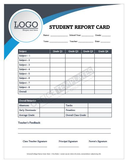 Free Editable Result Report Card Formats In Ms Word