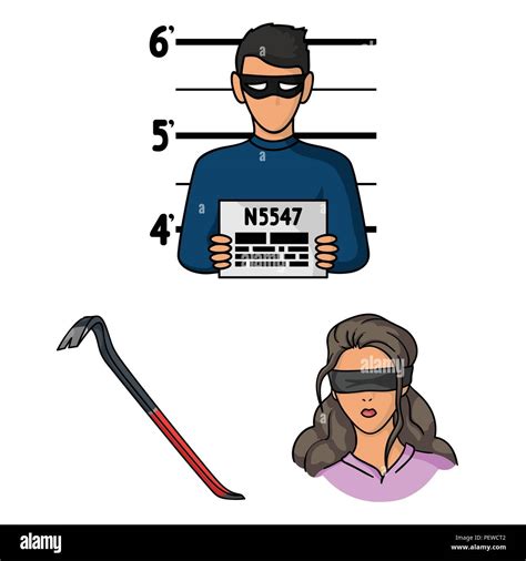 Crime And Punishment Cartoon Icons In Set Collection For Design