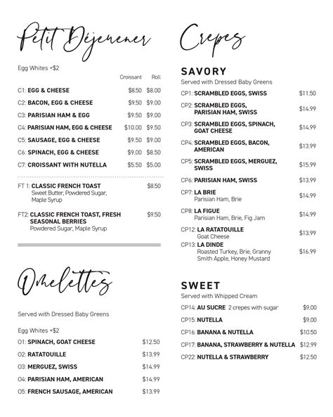 Cafe Menu — The French Market