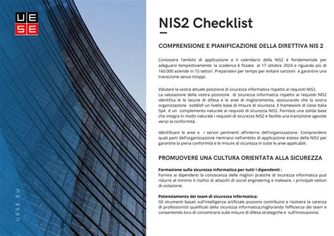 UESE ITALIA Direttiva NIS2 Checklist E Obblighi PPT